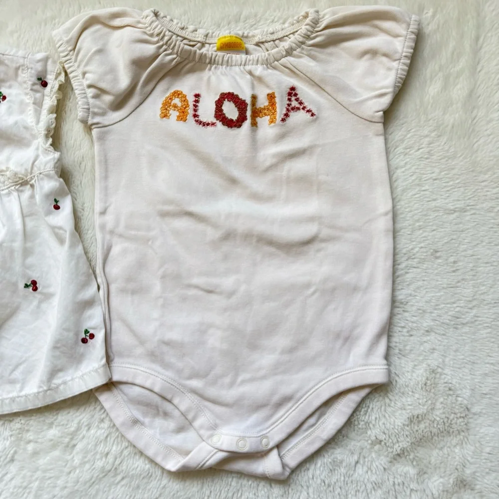 Gymboree Baby Summer Cherry‎ Top & Aloha Onesie Bundle Size 6-12months EUC